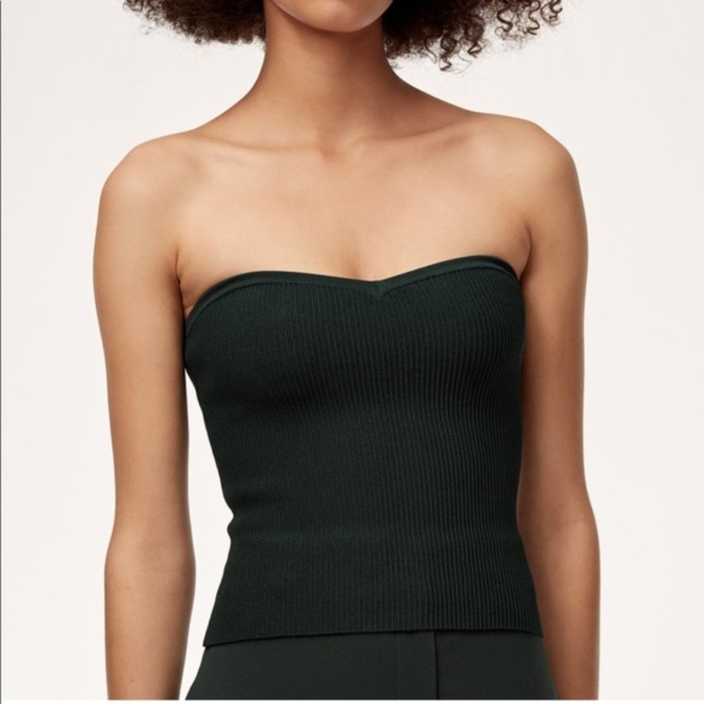 Babaton Strapless KnitRibbed Top ** in OLIVE GREEN